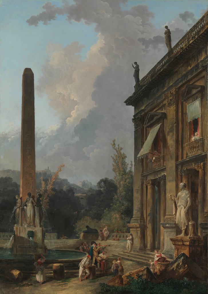 Detail of Wandering Minstrels by Hubert Robert