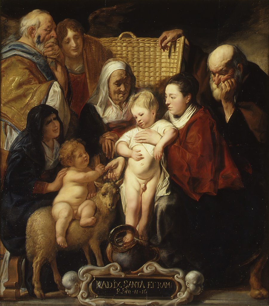 Detail of The Holy Family with Saint Anne and the Young Baptist and His Parents, early 1620s and 1650s by Jacob Jordaens