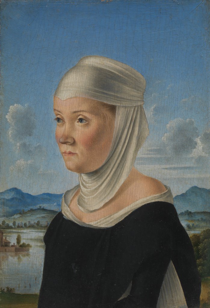 Detail of Portrait of a Woman, Possibly a Nun of San Secondo; Scene in Grisaille, ca. 1485-95 by Jacometto Veneziano