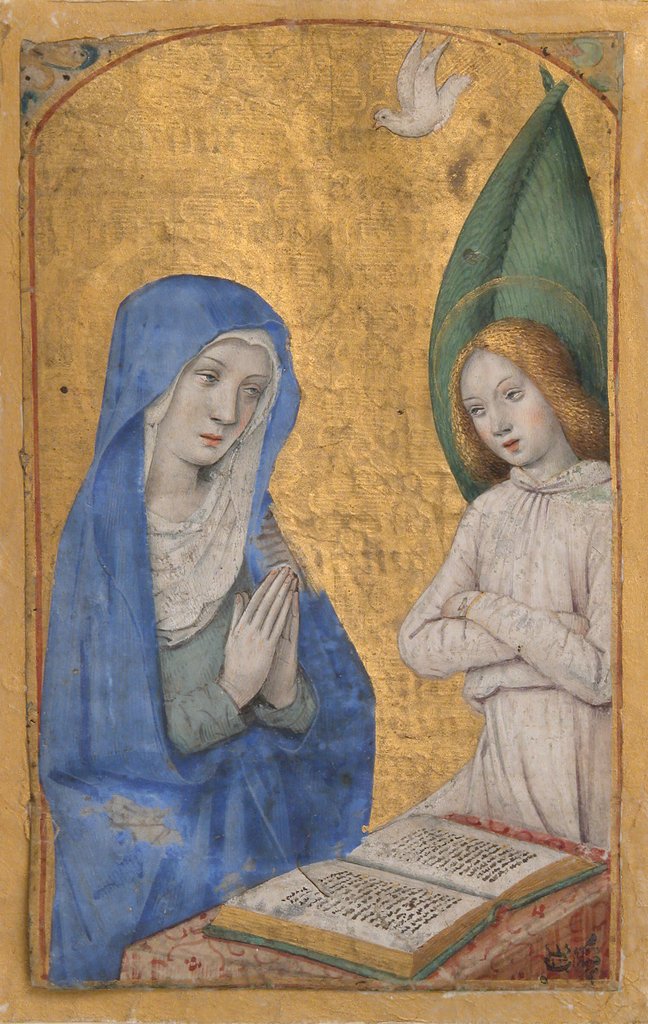 Detail of Manuscript Leaf with the Annunciation from a Book of Hours, ca. 1485-90 by Jean Bourdichon