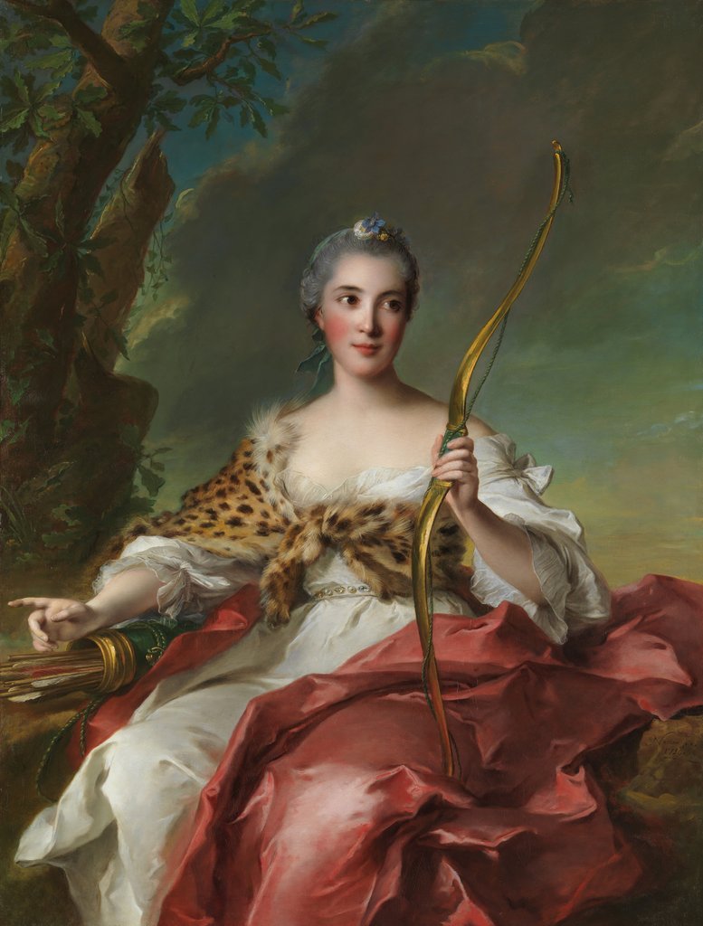 Detail of Madame Bergeret de Frouville as Diana, 1756 by Jean-Marc Nattier