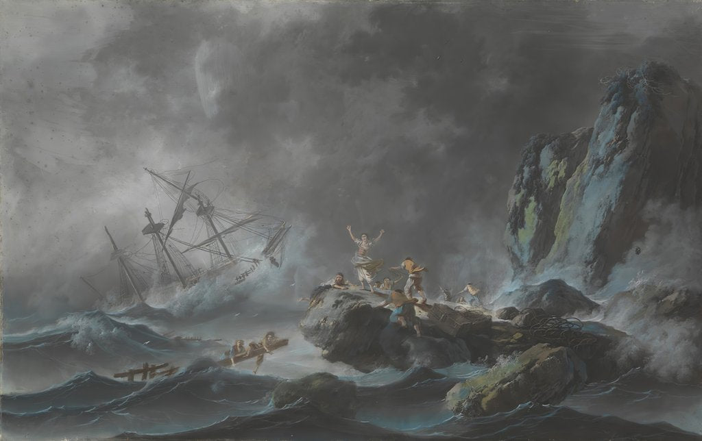 Detail of A Shipwreck in a Storm, 1782 by Jean-Baptiste Pillement