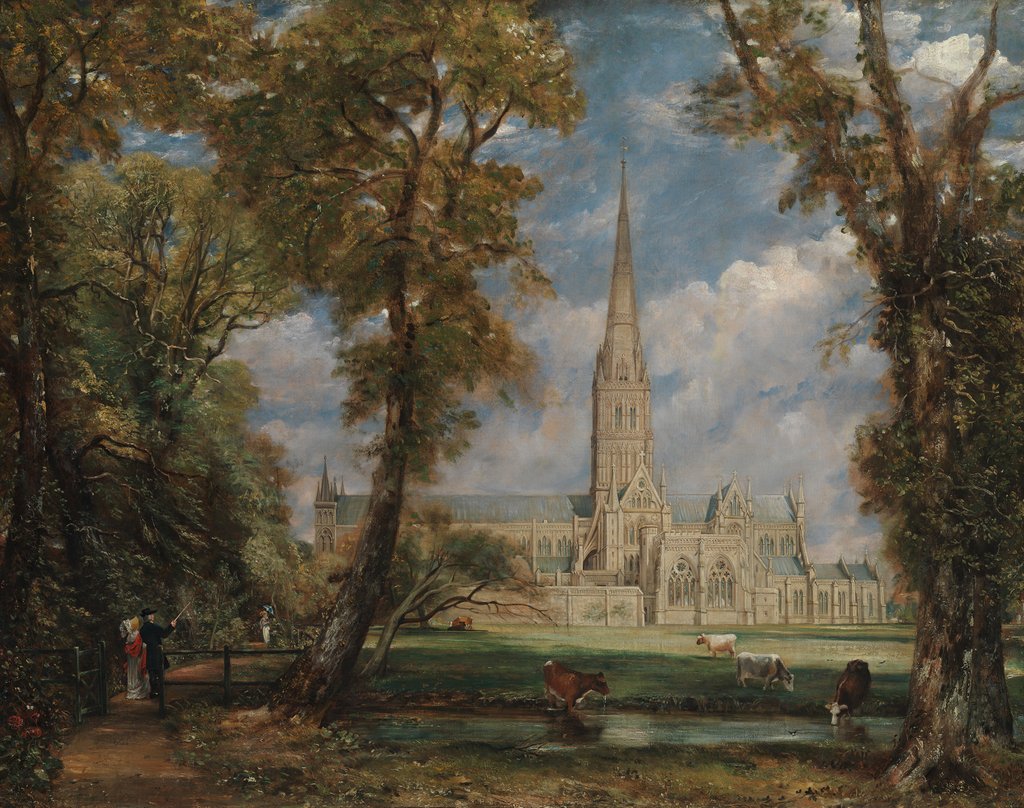 Detail of Salisbury Cathedral from the Bishop's Grounds, ca. 1825 by John Constable