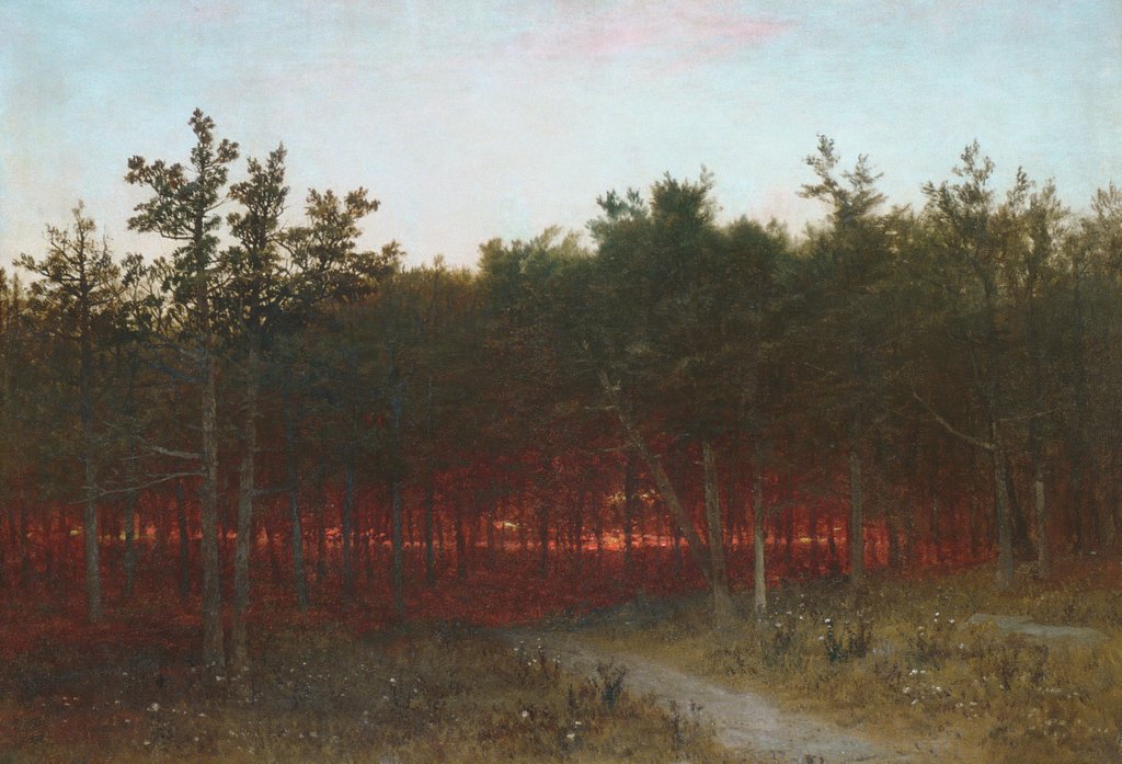 Detail of Twilight in the Cedars at Darien, Connecticut, 1872 by John Frederick Kensett