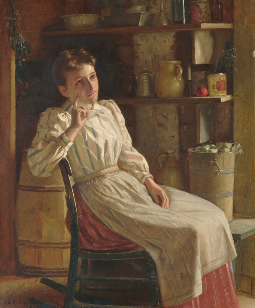 Detail of Meditation, ca. 1900-1910 by John George Brown