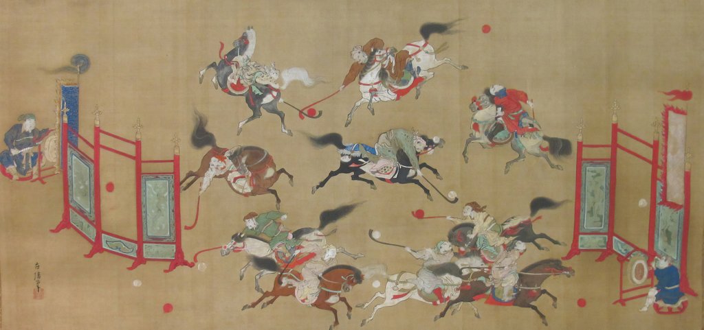Detail of Tartars Playing Polo, early 18th century by Kano Eisen'in Furunobu