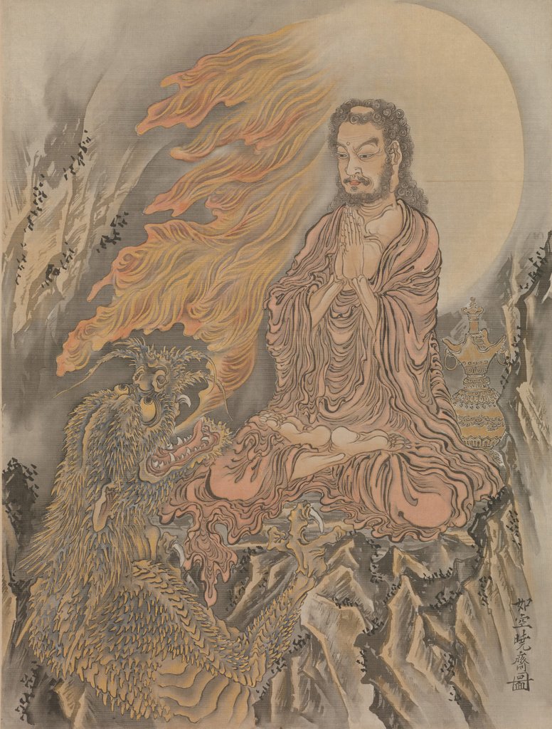 Detail of Shakyamuni Conquering the Demons, ca. 1888 by Kawanabe Kyosai