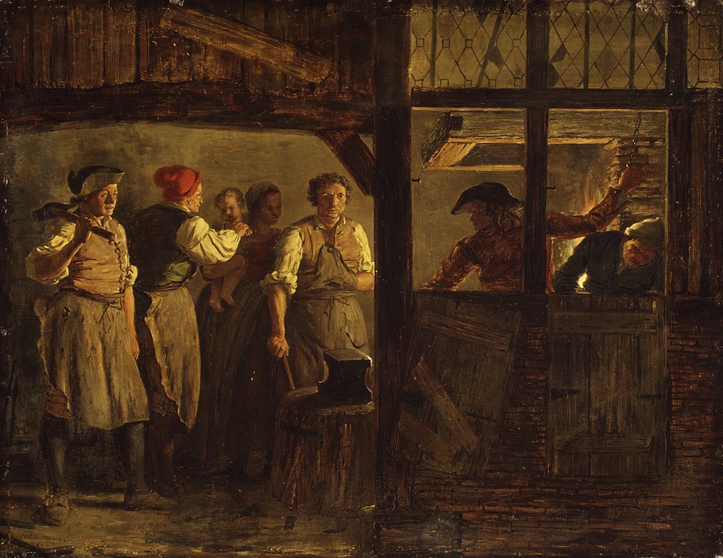 Detail of The Forge by Léonard Defrance