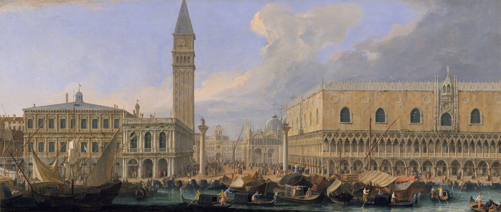 Detail of The Molo, Venice, from the Bacino di San Marco, ca. 1709 by Luca Carlevarijs
