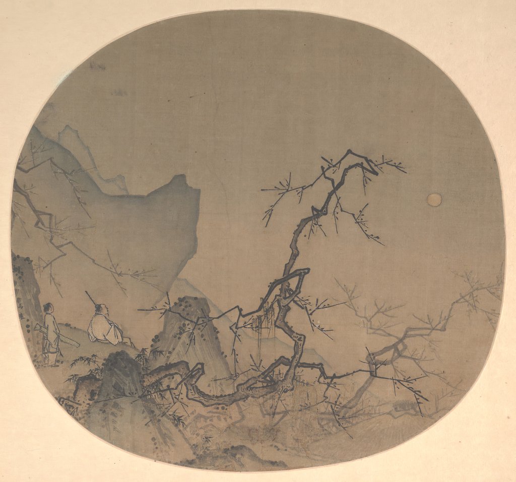 Detail of Viewing plum blossoms by moonlight, early 13th century by Ma