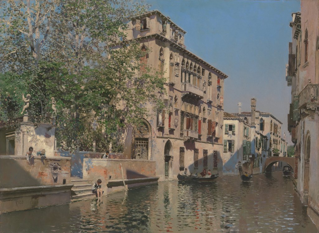 Detail of A Canal in Venice, ca. 1875 by Martín Rico y Ortega