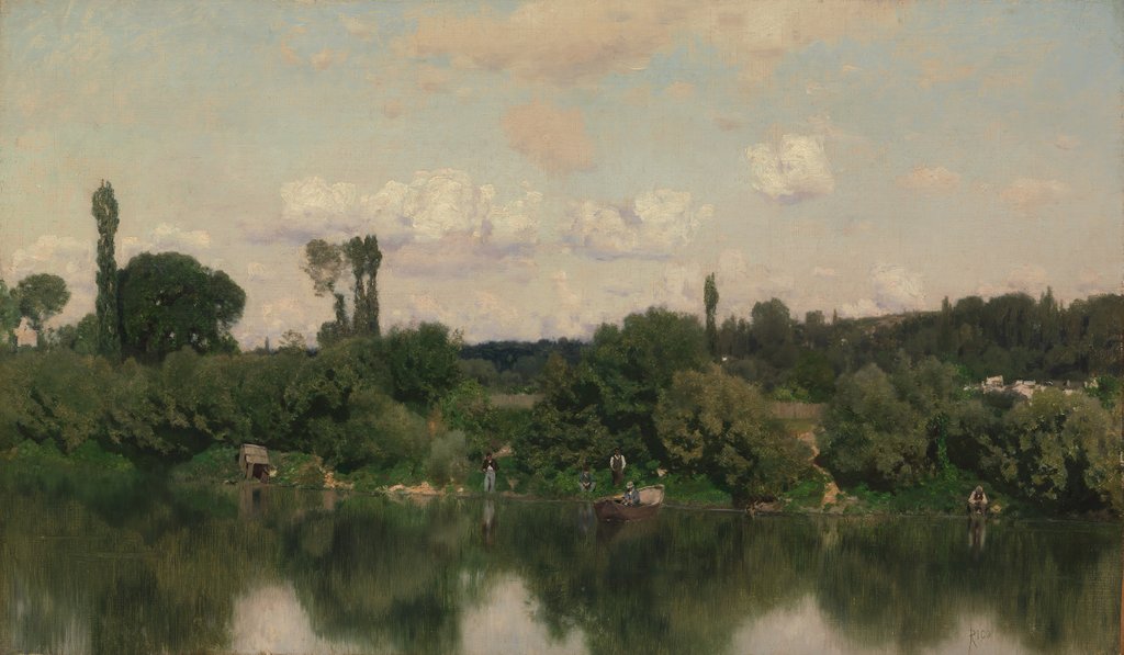 Detail of On the Seine by Martín Rico y Ortega