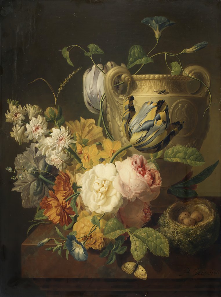Detail of Flowers by a Stone Vase, 1786 by Peter Faes