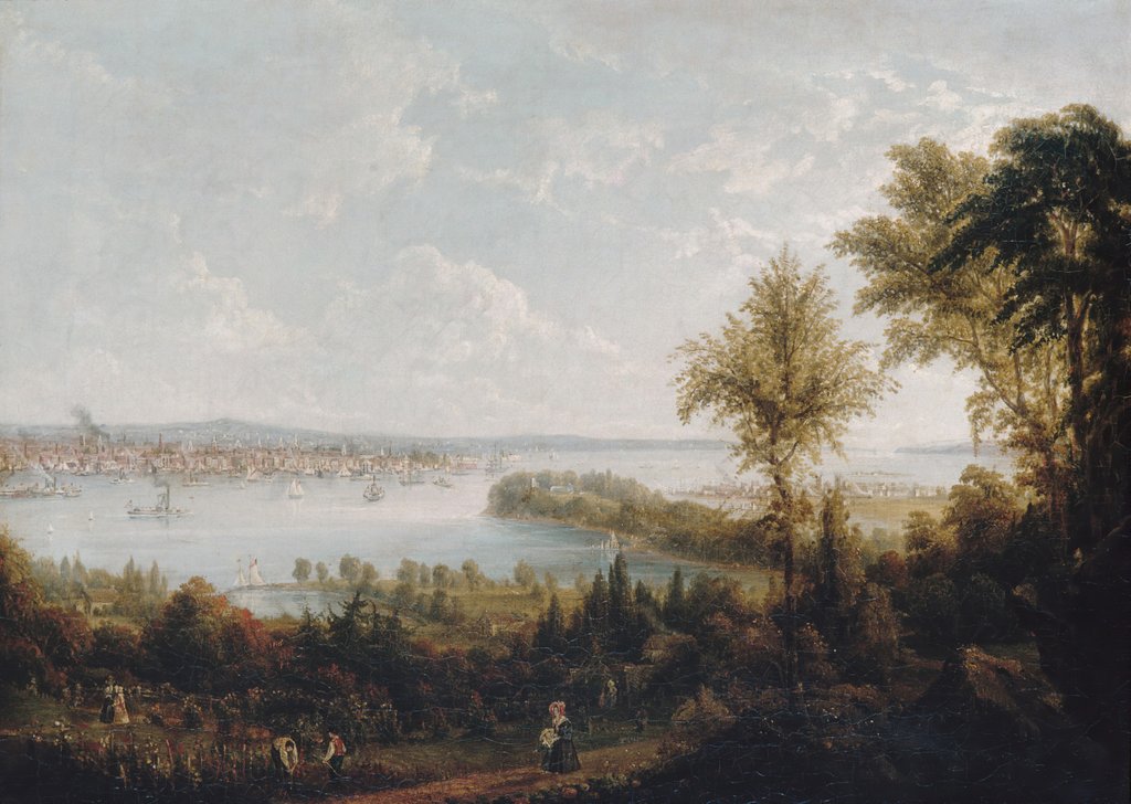 Detail of View of the Bay and City of New York from Weehawken, 1840 by Robert Havell