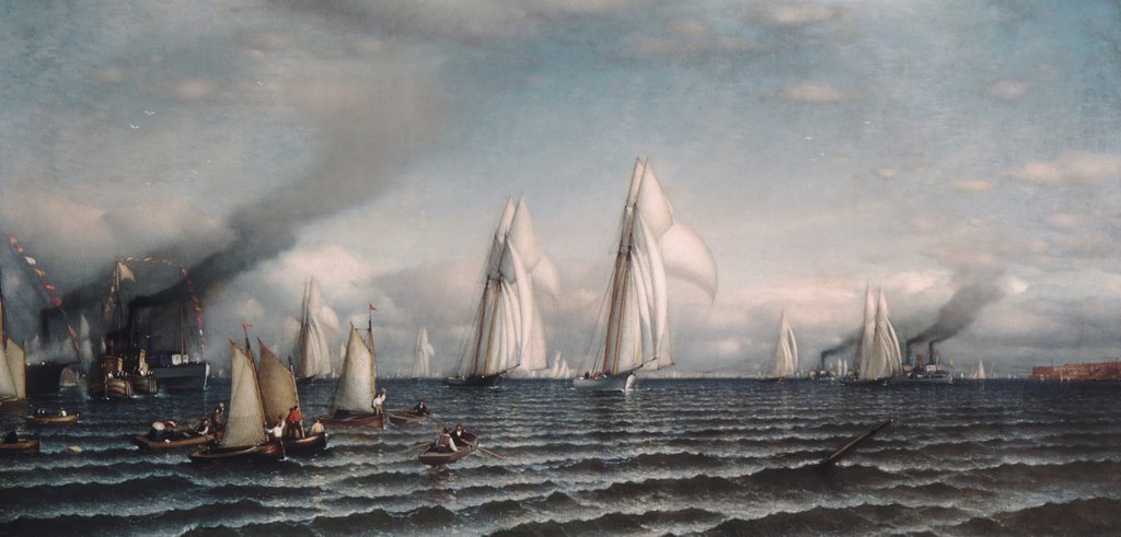 Detail of Finish First International Race for America's Cup, August 8, 1870, 1870 by Samuel Colman