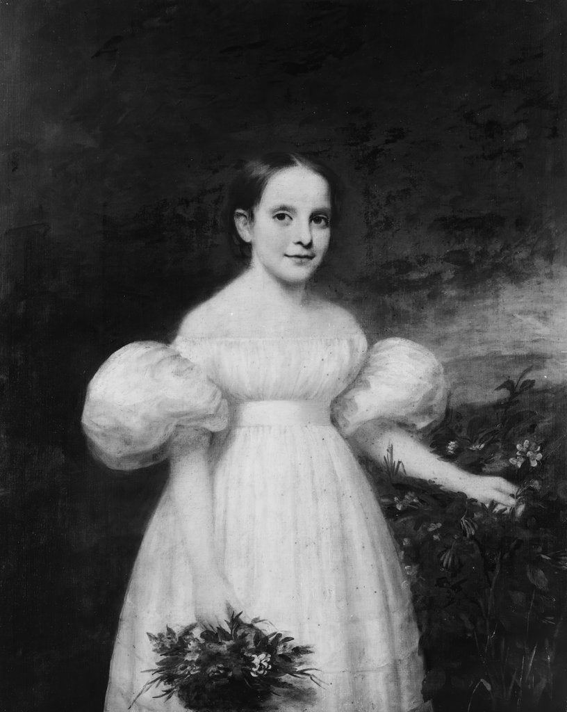 Detail of Portrait of a Girl with Flowers, ca. 1835 by Samuel Lovett Waldo