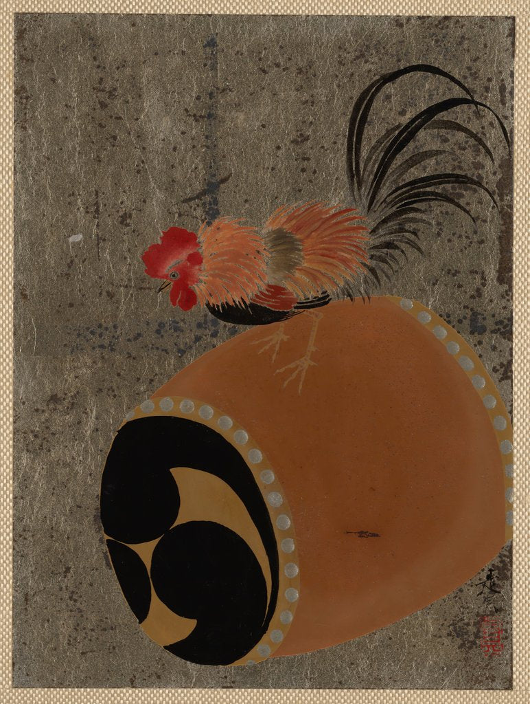 Detail of Cock on Drum, 1882 by Shibata Zeshin