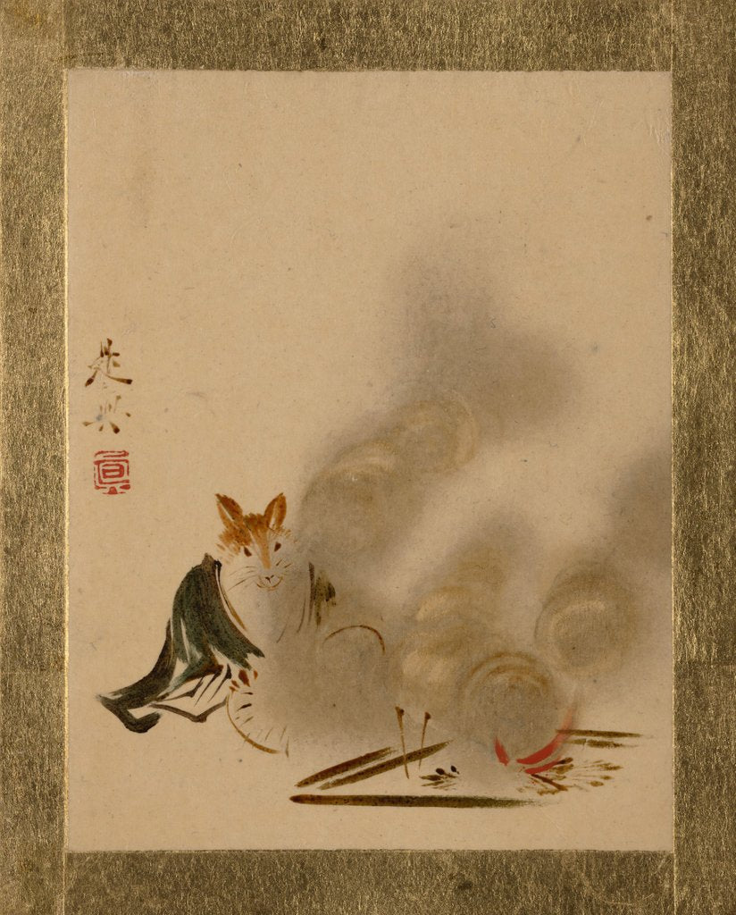 Detail of Fox by Mystic Fire by Shibata Zeshin