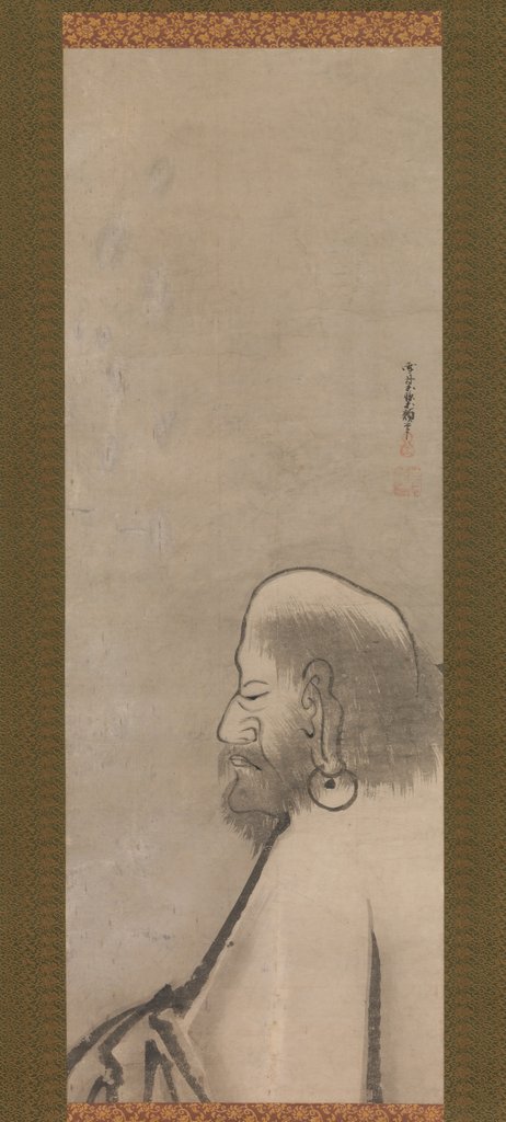 Detail of Portrait of Daruma, early 17th century by Unkoku Togan