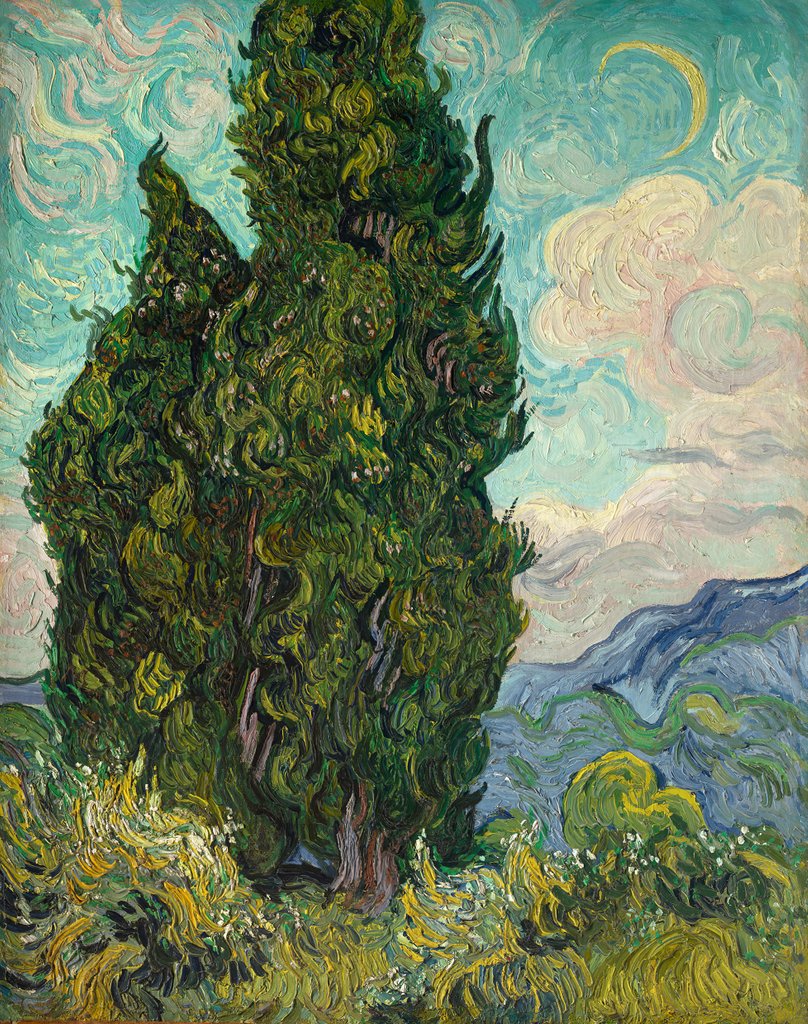 Detail of Cypresses, 1889 by Vincent van Gogh