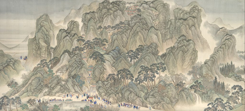 Detail of The Kangxi Emperor's Southern Inspection Tour, Scroll Three: Ji'nan to Mount Tai, datable to 1698 by Wang Hui