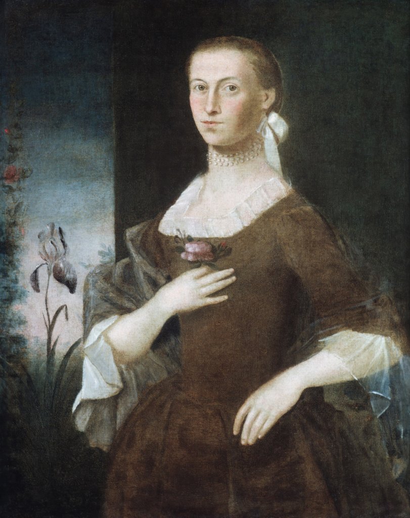 Detail of Mrs. Samuel Gardiner, 1763 by William Johnston