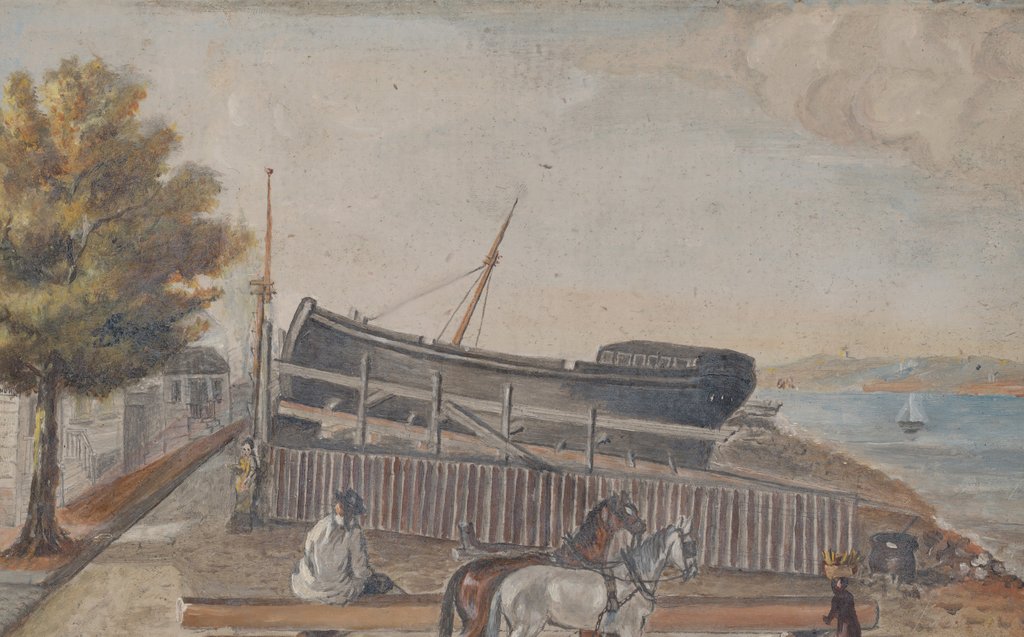 Detail of Berg's Ship Yard, 1870s by William P. Chappel