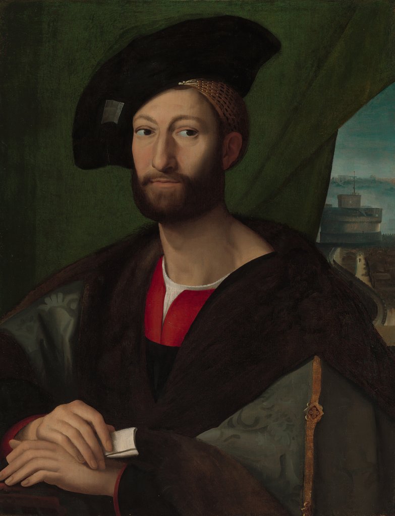 Detail of Giuliano de' Medici, Duke of Nemours by Workshop of Raphael