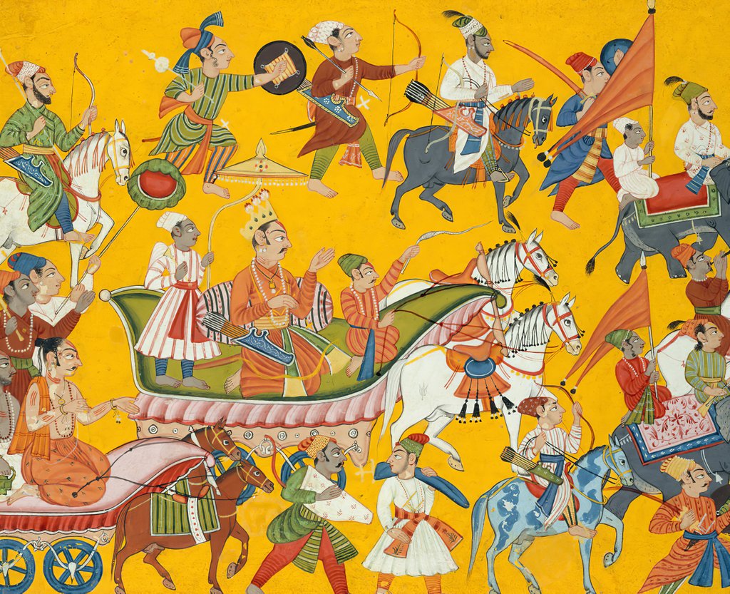 Detail of King Dasaratha and His Retinue Proceed to Rama's Wedding: Folio from the Shangri…, ca. 1690-1710 by Unknown