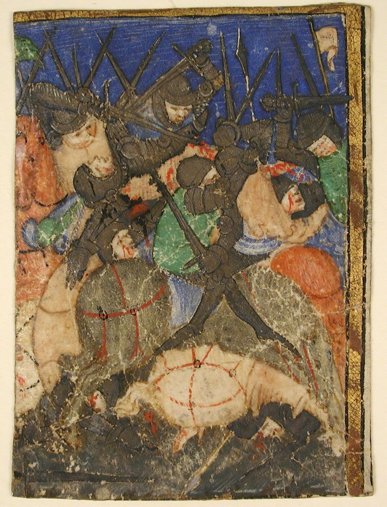 Detail of Manuscript Cutting Showing a Scene from Hebrew Scripture, Perhaps the Life of King David, c.1400 by Unknown