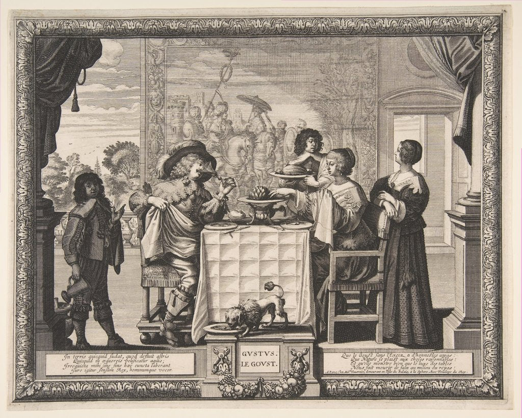 Detail of Taste, 1635-38 by Abraham Bosse