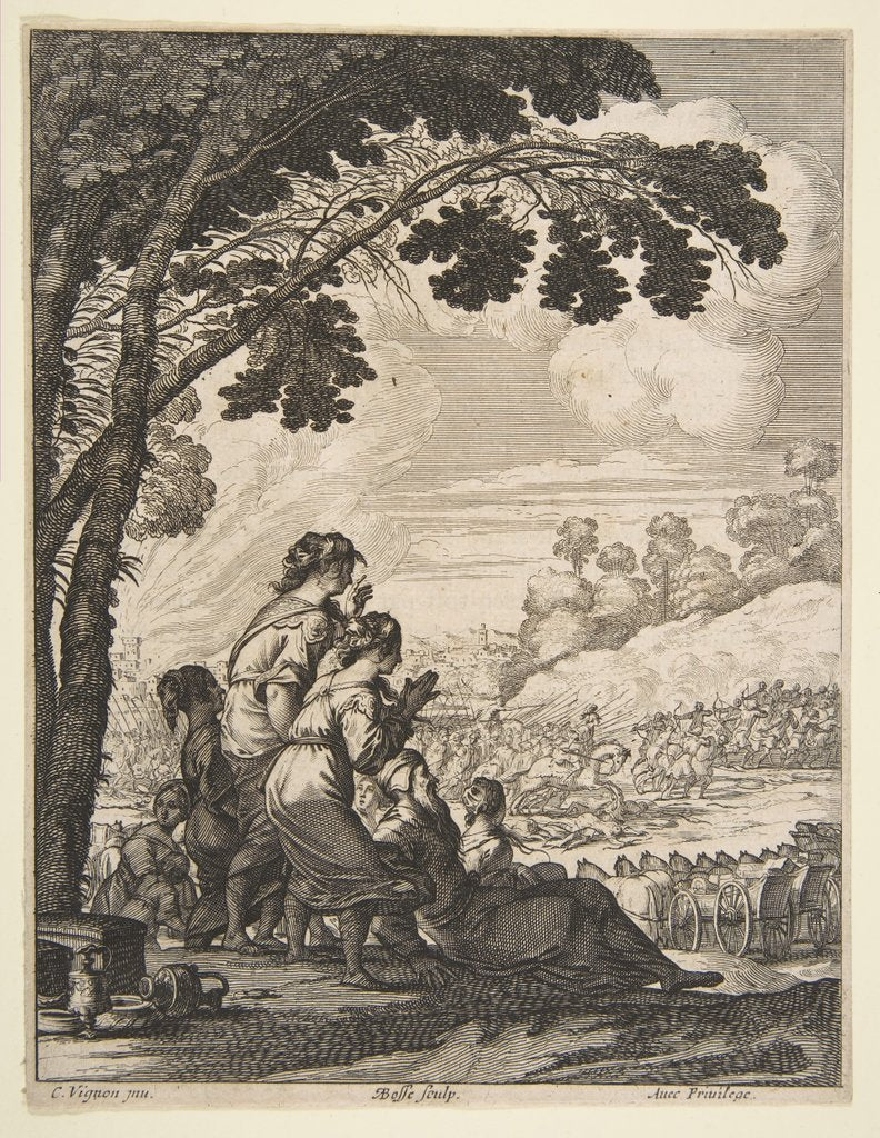 Detail of Illustration from 'L'Ariane' by Desmarets de Saint-Sorlin; Palamede on Horseback Confronts…, 1639 by Abraham Bosse