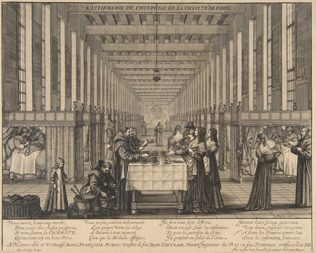 Detail of The Infirmary of the Hospital of Charity, ca. 1639 by Abraham Bosse