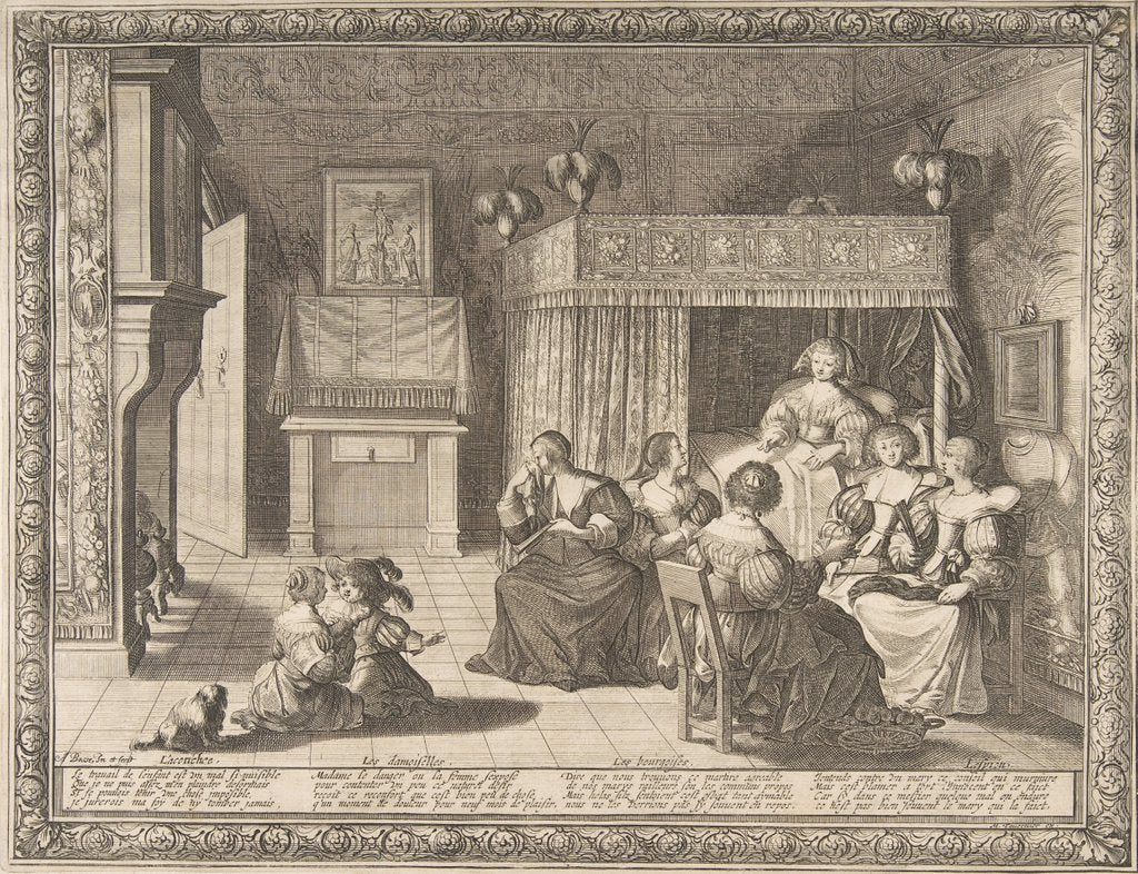 Detail of Visit to the New Mother, 1633 by Abraham Bosse
