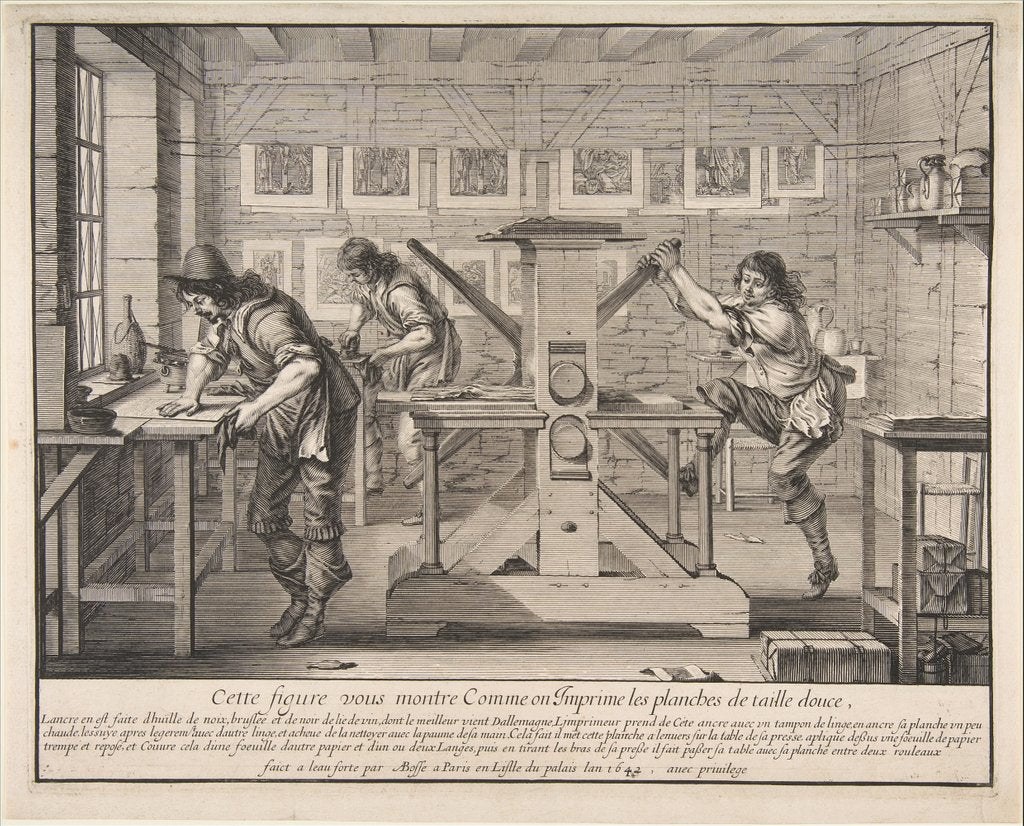 Detail of The Intaglio Printers, 1642 by Abraham Bosse
