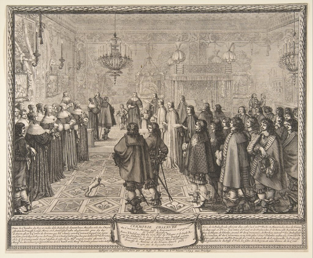 Detail of Ceremony of the Contract of Marriage between Wladyslaw IV, King of Poland, and Marie Louis…, 1645 by Abraham Bosse