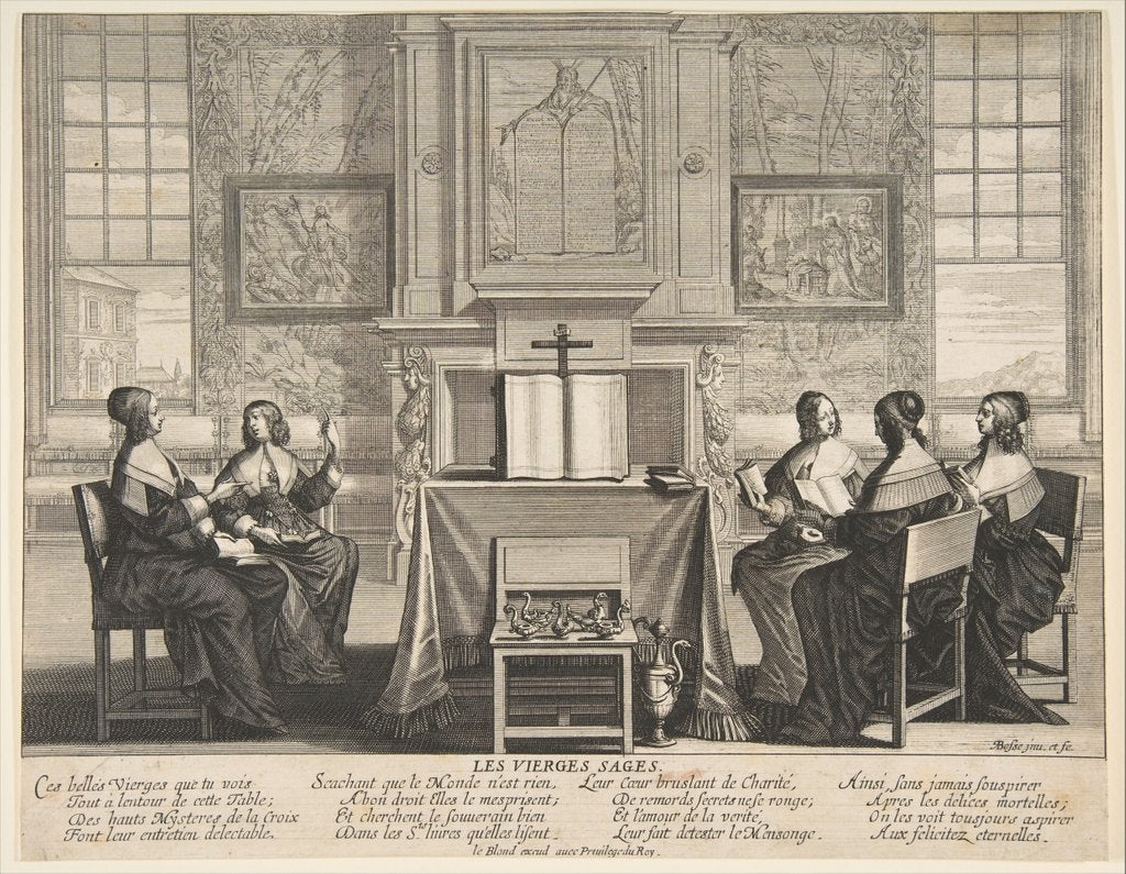 Detail of The Wise Virgins Conversing, ca. 1635 by Abraham Bosse