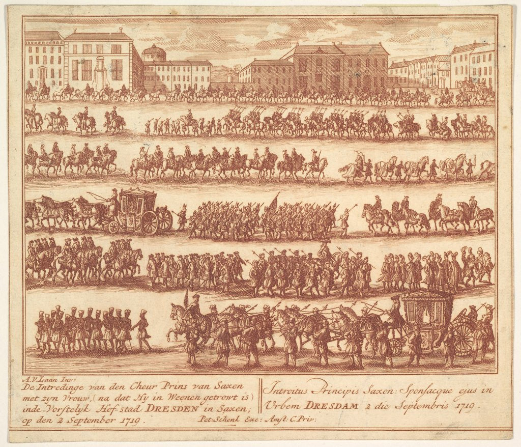 Detail of Entry of the Prince of Saxony with his Wife into Dresden on September 2, 1719, af…, ca. 1700-1755 by Adolf van der Laan