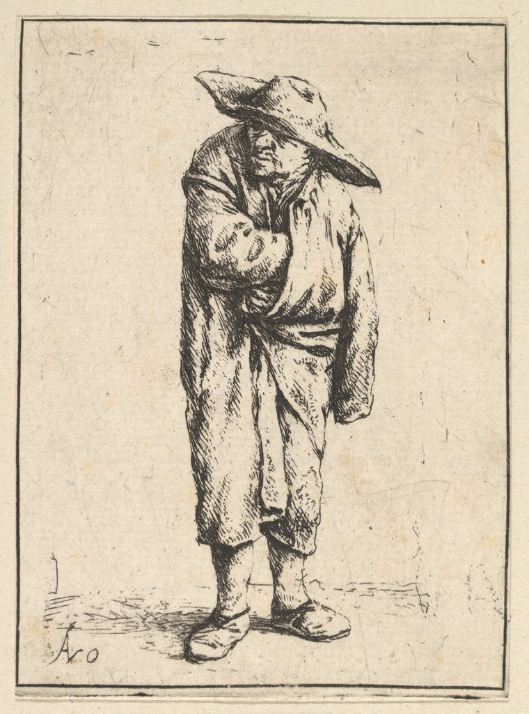 Detail of Peasant Wrapped in his Cloak, 1610-85 by Adriaen van Ostade