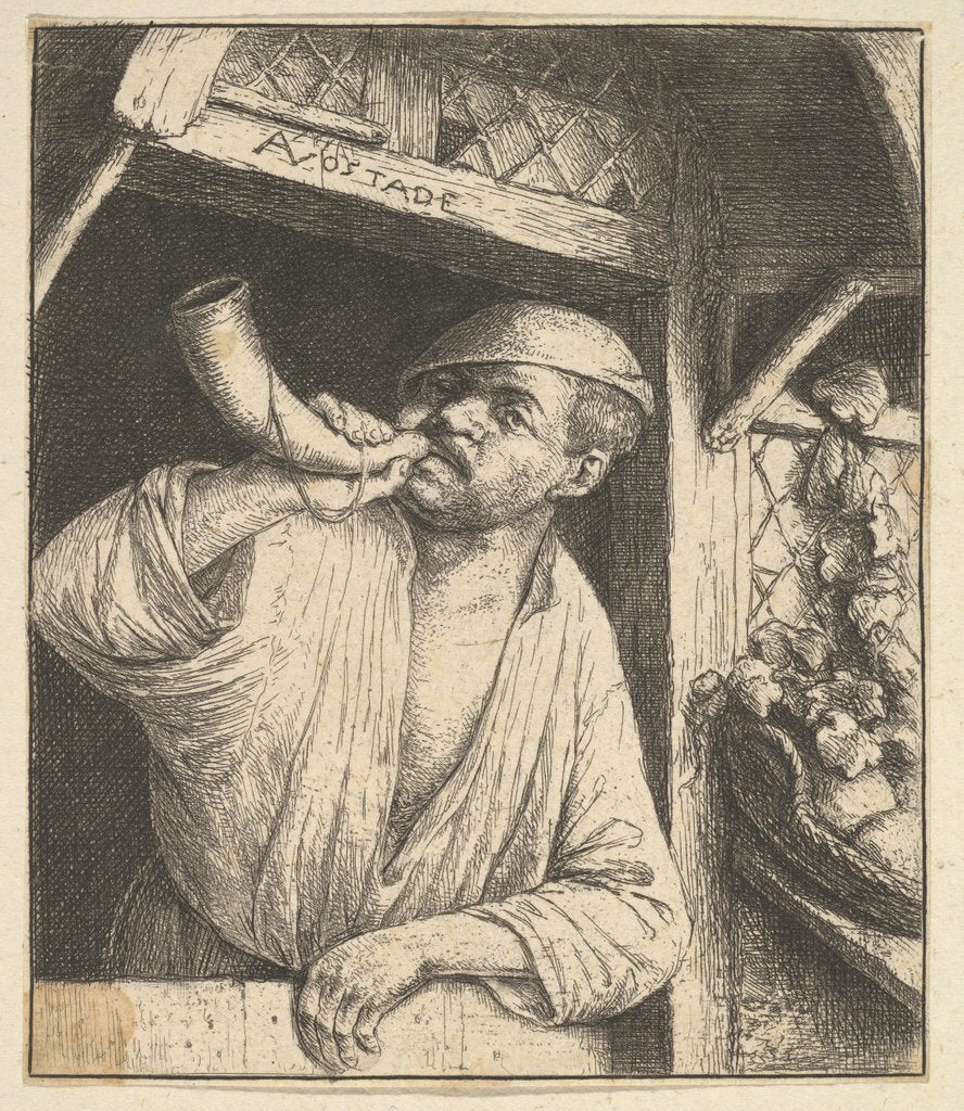 Detail of Baker Blowing Horn, 1610-85 by Adriaen van Ostade