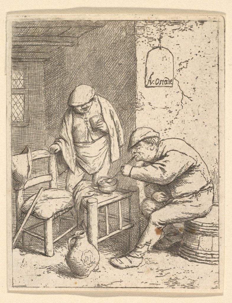 Detail of The Smoker and the Drinker, 1682 by Adriaen van Ostade