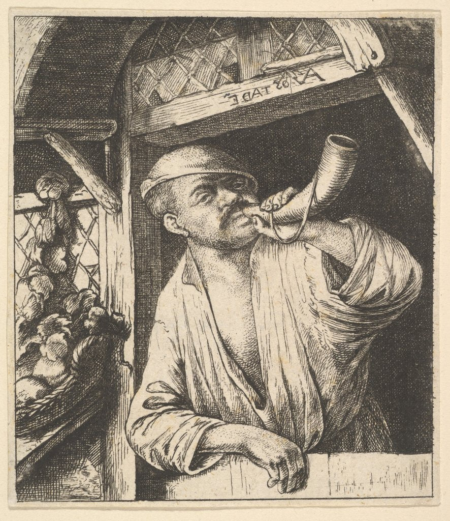 Detail of Baker Blowing Horn, 1610-85 by Unknown