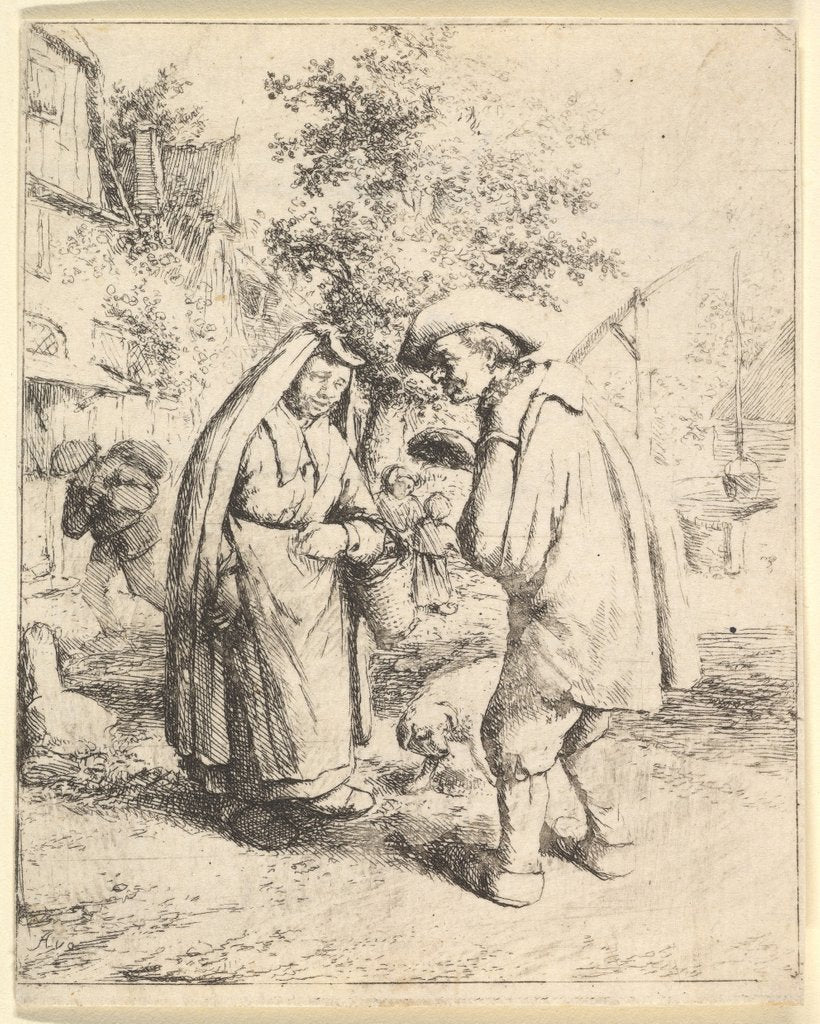 Detail of Man Talking to a Woman, 1610-85 by Adriaen van Ostade