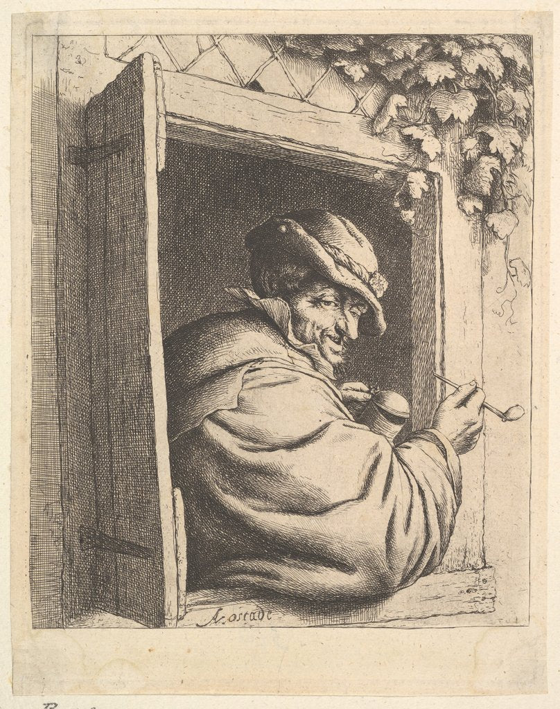 Detail of Smoker at the Window, 1610-85 by Adriaen van Ostade