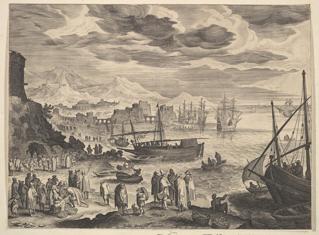 Detail of Harbor Scene by Aegidius Sadeler II