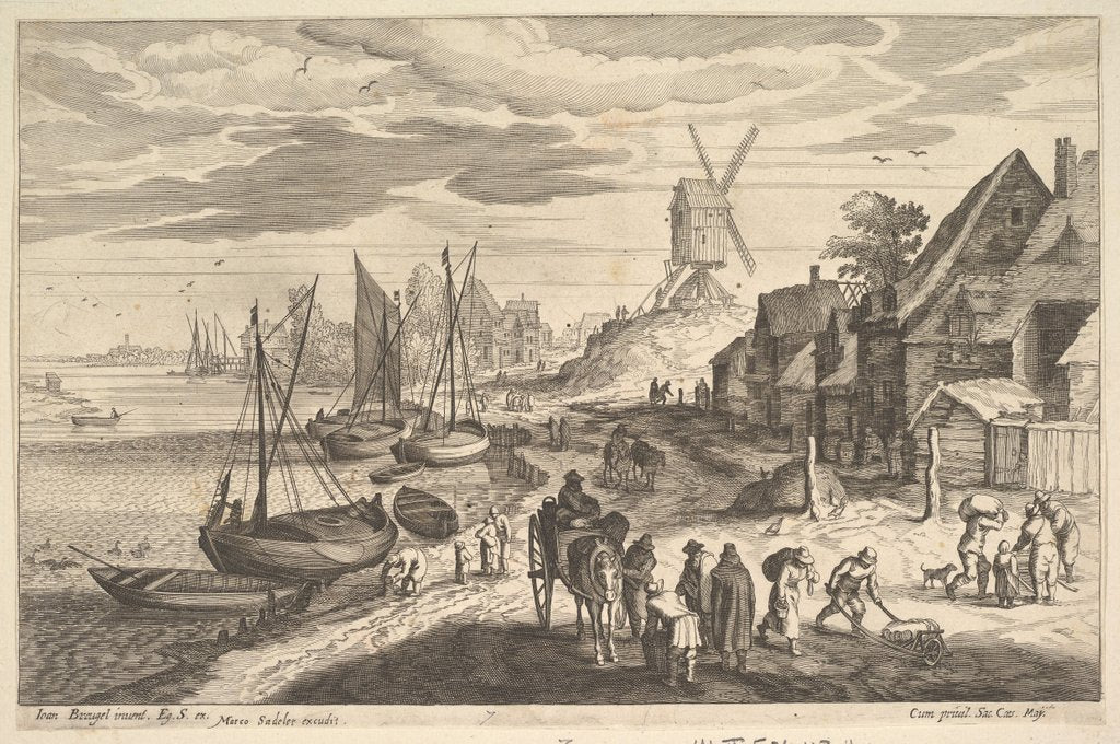 Detail of Coast Scene with a Windmill by Aegidius Sadeler II
