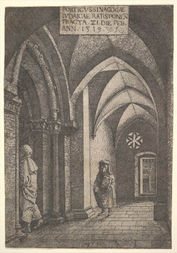 Detail of The Entrance Hall of the Regensburg Synagogue, 1519 by Albrecht Altdorfer