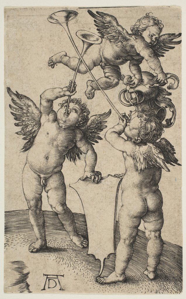 Detail of Three Putti with Trumpets, ca. 1500 by Albrecht Dürer