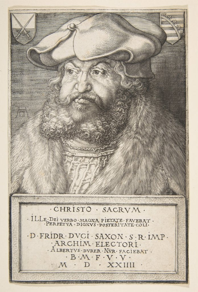 Detail of Frederick the Wise, Elector of Saxony, 1524 by Albrecht Dürer
