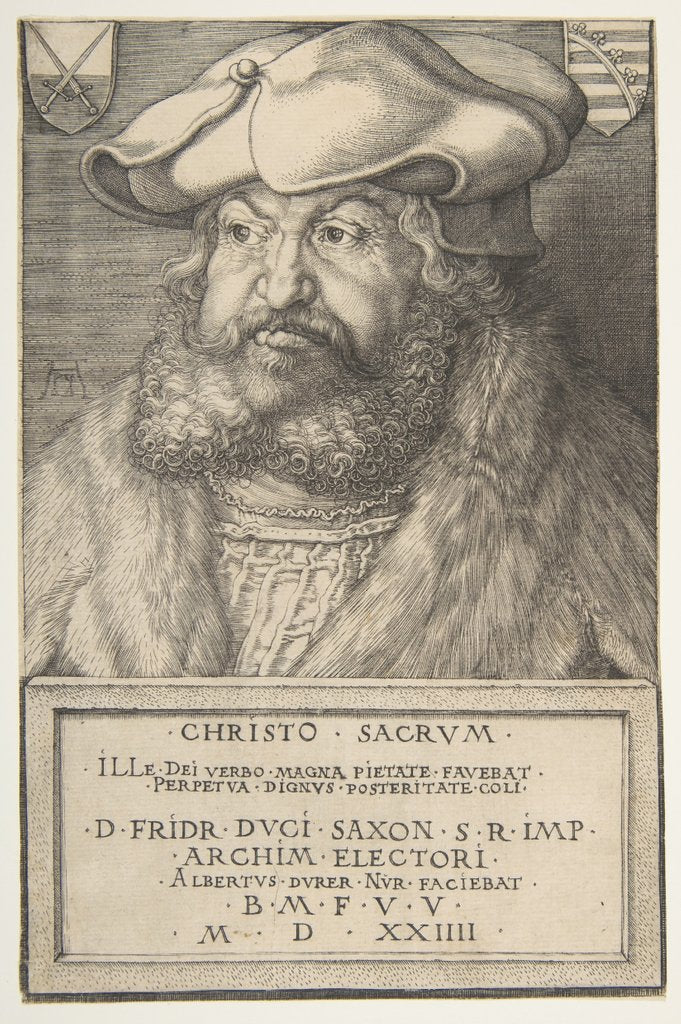 Detail of Frederick the Wise, Elector of Saxony, 1524 by Albrecht Dürer